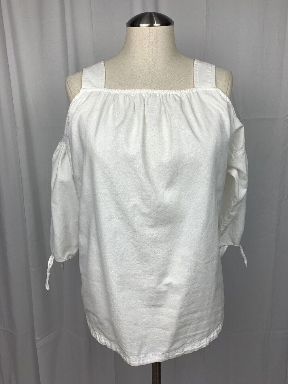 Madewell Off The Shoulder Top White Cold Shoulder 3/4 Sleeve Women's Size XS